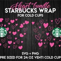 hearts wrap svg, valentine wrap svg, starbucks wrap svg, 24oz cold cup svg, venti cold cup svg, full wrap svg, wrap svg