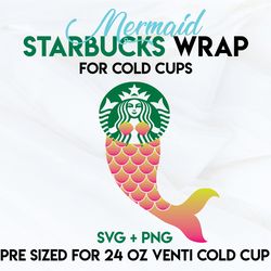Mermaid Wrap svg, ocean wrap svg, Starbucks wrap Svg, 24oz Cold Cup Svg, Venti Cold Cup Svg, Full Wrap Svg, wrap svg