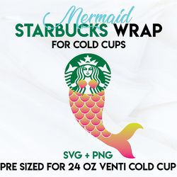 mermaid wrap svg, ocean wrap svg, starbucks wrap svg, 24oz cold cup svg, venti cold cup svg, full wrap svg, wrap svg