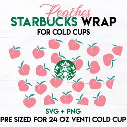 peaches wrap svg, fruit wrap svg, starbucks wrap svg, 24oz cold cup svg, venti cold cup svg, full wrap svg, wrap svg