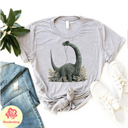 brachiosaurus dinosaur shirt, brachiosaurus with headphone shirt, cute brachiosaurus shirt, vintage dinosaur shirt