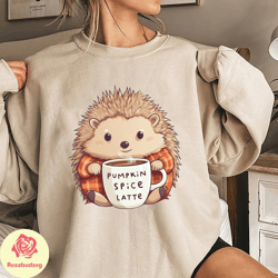 hedgehog drinkinh coffee shirt, cute hedgehog shirt, hedgehog fall autumn shirt, hedgehog lover shirt
