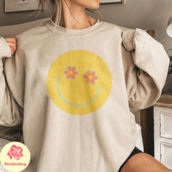 hippie vibes cute face shirt, retro cute face shirt, happy face shirt, happy shirt, gift for women
