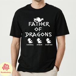 custom fathers day shirt, father of dragons custom shirt, kids name dads gift