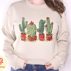 christmas cactus sweatshirt, plant lover sweatshirt, cowboy hoodie, cactus lover gift, southern sweatshirt, sweater for