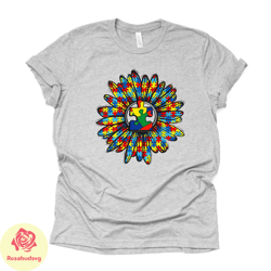 autism awareness tee, autism sunflower with ribbon design, premium unisex shirt,