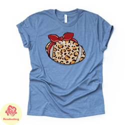football mom, super cute football with bow and leopard print design on premium bella canvas unisex shirt,