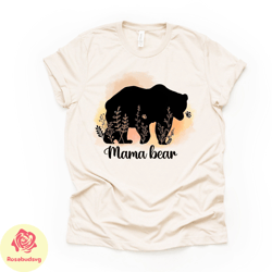 mom shirt, cute mama bear and baby watercolor, mama bear design on premium unisex shirt,