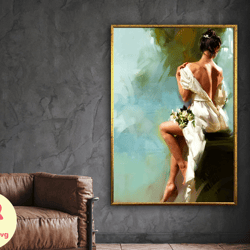 woman in white dress, sexy woman art, woman canvas art, fashion poster, wall art canvas design, framed canvas ready to h