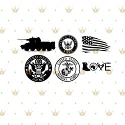 united states army logo bundle svg, trending svg, us army logo svg, us marine corps svg, us navy logo svg, military love