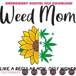 Weed Mom Like A Regular Mom Only Higher, Trending Svg, Weed Svg, Cannabis Svg, Love Weed, Weed Smoke, Smoking, Mom Svg,