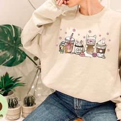 cat mama iced latte shirt, cat mom coffee shirt, cat mom sweatshirt, coffee latte lover gift, coffee shirt, women crewne