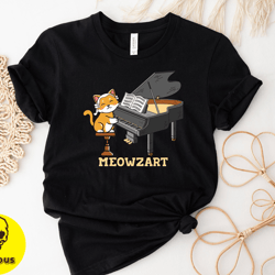 meowzart shirt, cute cat piano tshirt, trendy shirt, cat with piano graphic tee