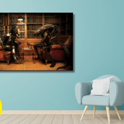 alien vs predator wall decor,movie wall art decor,alien vs predator playing chess   canvas wall art,alien vs predator ca