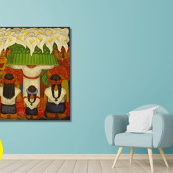 diego rivera flower festival, feast of santa anita art print,diego rivera canvas wall art,rivera artwork,canvas panel,