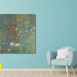 gustav klimt farm garden with sunflowers  1907  prints, gustav klimt wall art klimt exhibition prints gustav klimt   can
