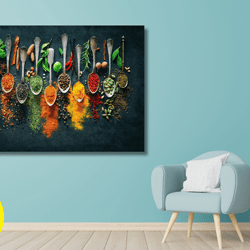 herbs and spices canvas wall art print,herbs and spices print art,kitchen wall decor,modern wall art,large wall art,frui