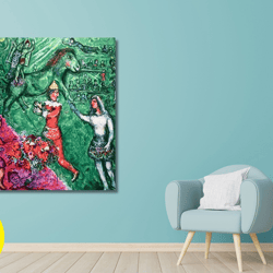 marc chagall canvas wall art,marc chagall green circus art print,chagall artwork,cirque vert,canvas panel,home wall