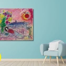 marc chagall circus one plate art print,le cirque: one plate,marc chagall canvas wall art,chagall canvas . panel,home