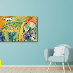 marc chagall le modle art print,marc chagall canvas wall art,chagall blue model print,expressionism art,canvas panel