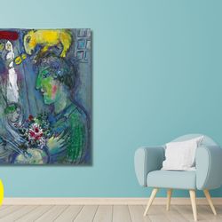 marc chagall the acrobat or the trapeze art print,marc chagall canvas wall art,chagall circus canvas panel,home wall