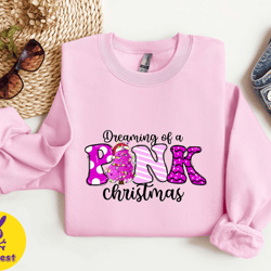 dreaming of a pink christmas shirt, pink christmas shirt, dreaming of a pink christmas, pink christmas tee, christmas cr