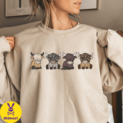 highland cow sweatshirt cute cow sweatshirt western crewneck highland cow shirt cow gifts cow shirt highland cow c