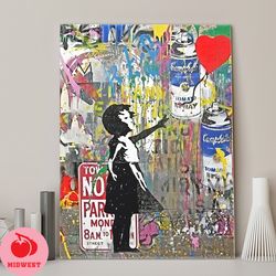banksy balloon girl poster,authentic street art print,urban graffiti decoration,home office decor,banksy art