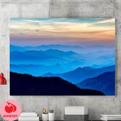 blue ridge mountains landscape canvas wall art painting, canvas wall decoration, nature posters, living room wall art, m