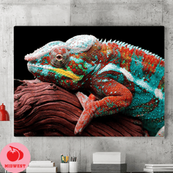 chameleon canvas wall art painting, wildlife posters, reptile wall art, canvas printing, living room wall art, home deco