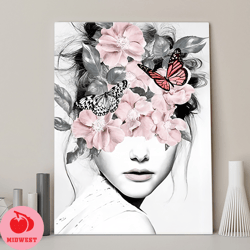 colorful flower head canvas wall art,unique and contemporary floral portrait for modern decor