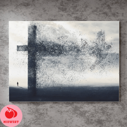 cross dove poster, inspirational christian art, symbol of faith, high quality printing, home office decor, faith wall de