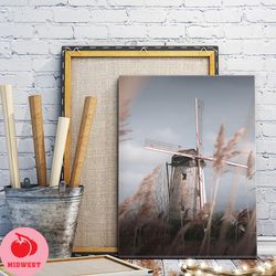 dutch windmill canvas wall art painting, canvas wall decoration, modern farmhouse poster, living room wall art, home dec