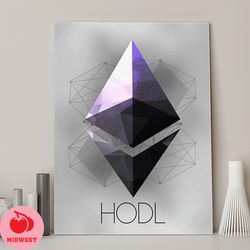 ethereum wall canvas print,trader hodl art,cryptocurrency gift,financial poster,blockchain decor,crypto artwork