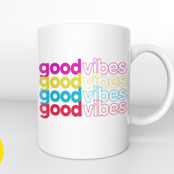 good vibes colorful self care mug, mental health,law of attraction,manifest,affirmation,positivity gift,mindset,motivati