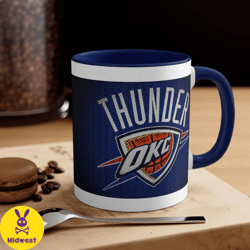 oklahoma city thunder okc nba accent coffee mug, 11oz