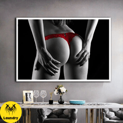 red underwear canvas print, erotic wall art, nude wall art, nude canvas, sexy woman wall art, sexy canvas, erotic canvas
