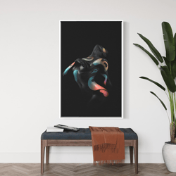woman with black skin colored tattoos canvas print art, hot woman painting, gift idea for home workplace office, cool c
