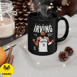 kyrie irving brooklyn nets vintage mug, nba 90s rap style graphic coffee cup, perfect gift for christmas, birthday, than