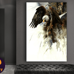 eagle print on canvas, animal canvas wall decor, eagle canvas, home gift, office decor, canvas wall decor, ready to hang