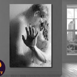 love in the shower,painting, love, shower, intimacy, romance, passion, light and shadow, sensuality, tenderness, lovers,