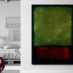 mark rothko green and red canvas painting, mark rothko style canvas wall art,minimalist art,modern home wall decor,ready
