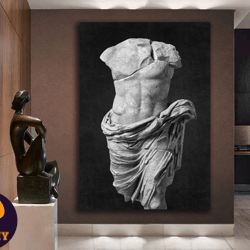 roman sculpture canvas wall art, statue canvas, ancient rome sculpture canvas, body sculpture wall decor, modern home de