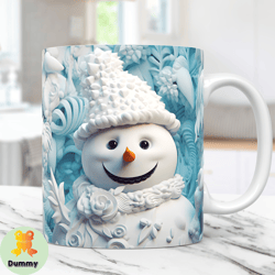 3D Snowman Mug Wrap, 3D Christmas Mug Wrap Sublimation Design PNG, 3D Crack Hole Mug, 11oz and 15oz Coffee Mug Wrap, Dig