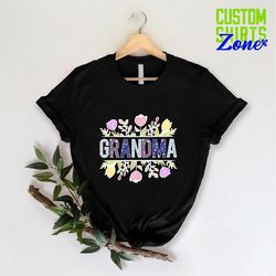 floral grandma shirt, cute grandma tshirts, gift idea for new grandma, mothers day tee, flower grandmother tee, cool gra