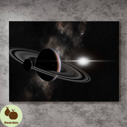 Beautiful Planet Saturn Canvas.Celestial Art.Space Wall Decor.Astronomical Print.Cosmic Home Decoration.Galaxy Artwork