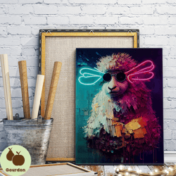sheep portrait wall art, animal paintings, fun animal prints, funky felix art, canvas art, home decor painting