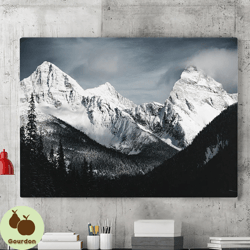 snow mountain canvas wall art painting,winter poster,winter mountain landscape wall art,canvas wall art,living room wall