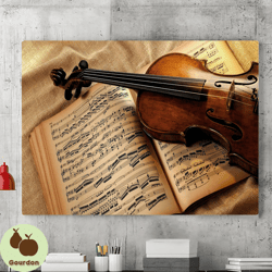 vintage music violin canvas wall art painting, canvas wall decoration, music on canvas painting posters, modern wall art