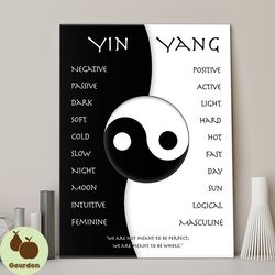 yin and yang wall art,zen inspirational decor,balance symbol print,mindfulness artwork,spiritual meditation poster